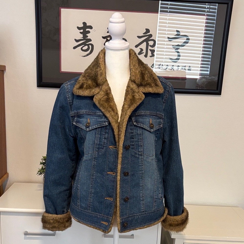 Marvin Richards Blue Denim Jacket with Brown Faux Fur